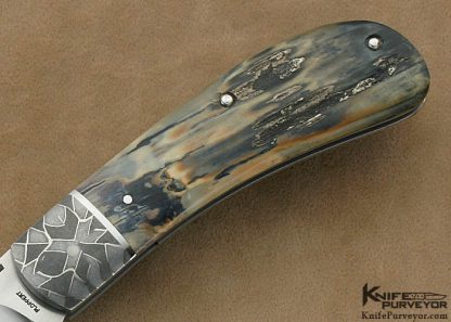 Tom Ploppert Custom Knife Mammoth Ivory & Chad Nichols Damascus Lanny's Clip Slip Joint - Image 3