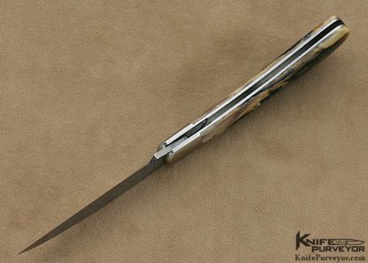 Tom Ploppert Custom Knife Chad Nichols Carbon Damascus Wharncliff Trapper - Image 6