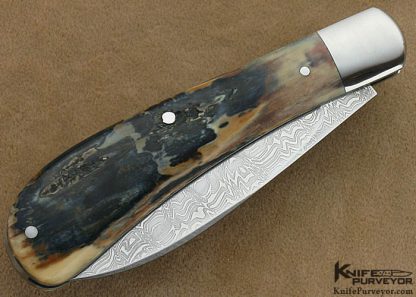 Tom Ploppert Custom Knife Chad Nichols Carbon Damascus Wharncliff Trapper - Image 4