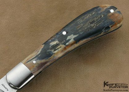 Tom Ploppert Custom Knife Chad Nichols Carbon Damascus Wharncliff Trapper - Image 3