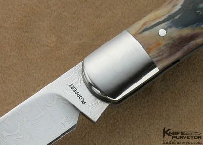 Tom Ploppert Custom Knife Chad Nichols Carbon Damascus Wharncliff Trapper - Image 2