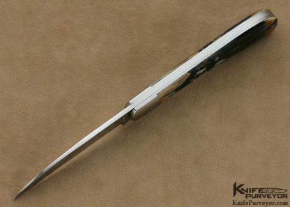 Tom Ploppert Custom Knife Chad Nichols Carbon Damascus Wharncliff Trapper - Image 5