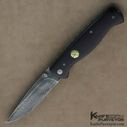 Thomas Vallotton Custom Knife Burgundy Micarta & Damascus D/A Automatic #10