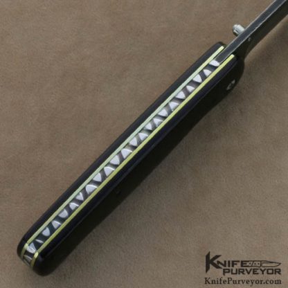 Thomas Vallotton Custom Knife Burgundy Micarta & Damascus D/A Automatic #10 - Image 4