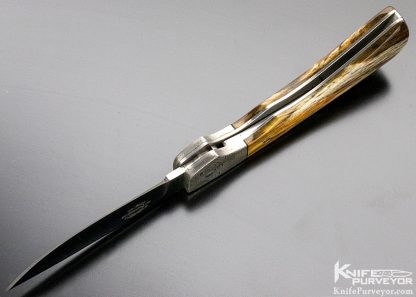 Tommy Ware Custom Knife Damascus & Giraffe Bone Folder - Image 8