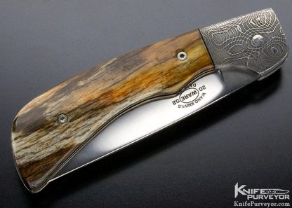 Tommy Ware Custom Knife Damascus & Giraffe Bone Folder - Image 6