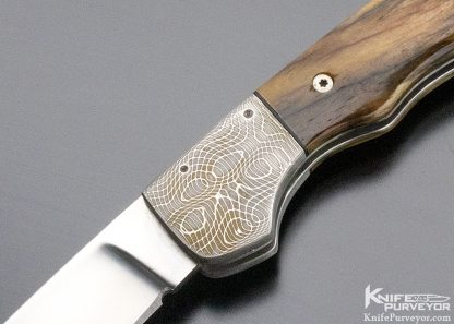 Tommy Ware Custom Knife Damascus & Giraffe Bone Folder - Image 3