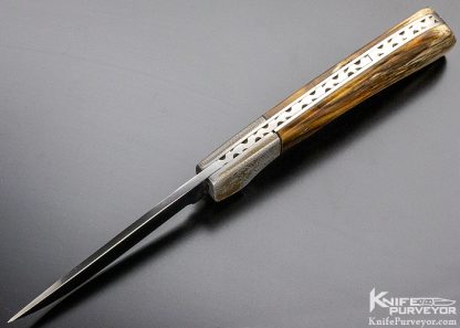 Tommy Ware Custom Knife Damascus & Giraffe Bone Folder - Image 7