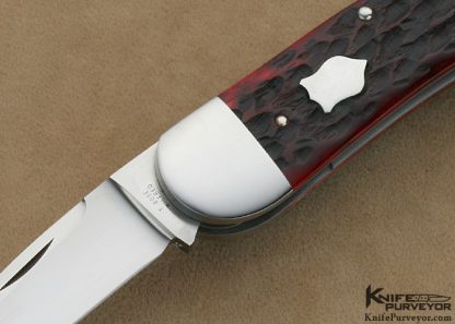 Tony Bose Custom Knife #2 Red Jigged Bone Case 43 Pattern Split Backspring Humpback Whittler - Image 2