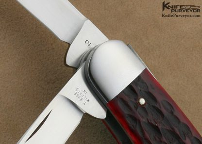 Tony Bose Custom Knife #2 Red Jigged Bone Case 43 Pattern Split Backspring Humpback Whittler - Image 5