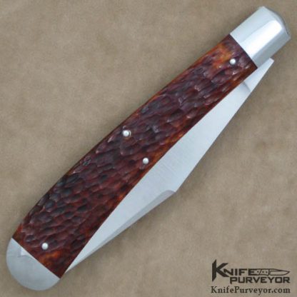 Tony Bose Custom Knife Brown Bone Remington 1263 Bullet Slipjoint - Image 3