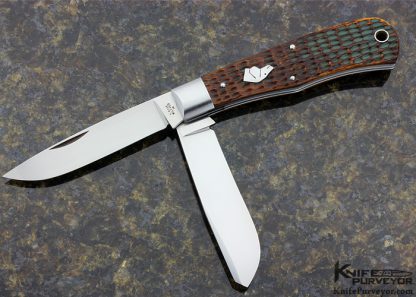 Tony Bose Custom Knife "Roofline Jigged Bone" Dogs Head Trapper Slipjoint