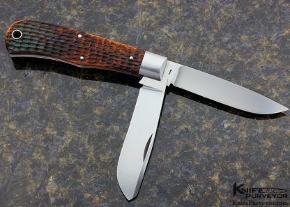 Tony Bose Custom Knife "Roofline Jigged Bone" Dogs Head Trapper Slipjoint - Image 3