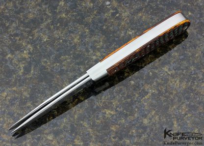 Tony Bose Custom Knife "Roofline Jigged Bone" Dogs Head Trapper Slipjoint - Image 2