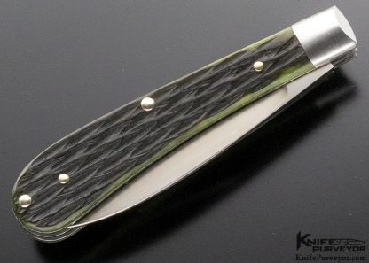 Tony Bose Custom Knife 2 Blade Green Jigged Bone Trapper Slip Joint