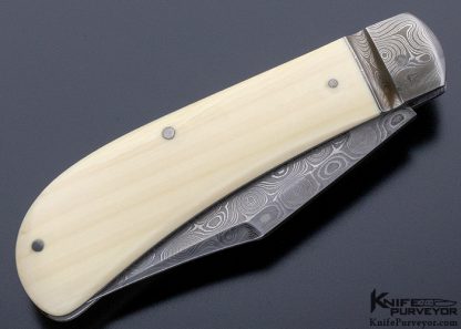Tony Bose Custom Knife Damascus and Goat Horn Lanny's Clip Slip Joint - Image 3