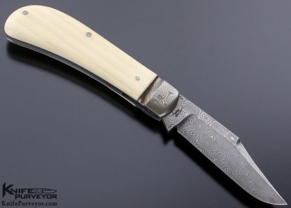 Tony Bose Custom Knife Damascus and Goat Horn Lanny's Clip Slip Joint - Image 4