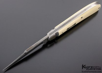 Tony Bose Custom Knife Damascus and Goat Horn Lanny's Clip Slip Joint - Image 6