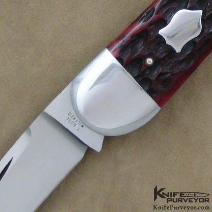Tony Bose Custom Knife Red Jigged Bone Case 43 Pattern Split Backspring Humpback Whittler - Image 2