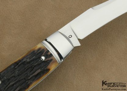 Tony Bose Custom Knife #0 Remington Jigged Bone with 14Kt Gold Federal Shield Single Blade Trapper Slip Joint - Image 3