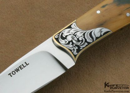 Dwight Towell Custom Knife Engraved Green Mammoth Gent's Fixed Blade - Image 2