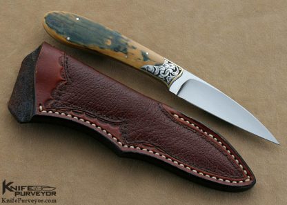 Dwight Towell Custom Knife Engraved Green Mammoth Gent's Fixed Blade - Image 3