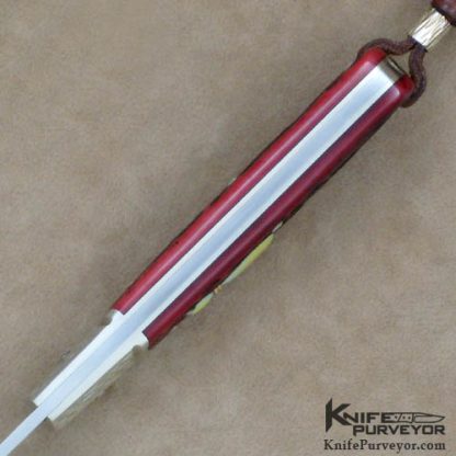 Shigeru Tozaki Custom Knife Textured Bolstered Red Jigged Bone Slipjoint - Image 5