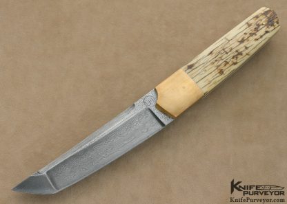 Uli Hennicke' Custom Knife "Tantulum" Bob Lum Tribute Tanto with Mammoth Ivory Bronze & Damascus