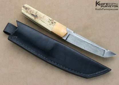 Uli Hennicke' Custom Knife "Tantulum" Bob Lum Tribute Tanto with Mammoth Ivory Bronze & Damascus - Image 3