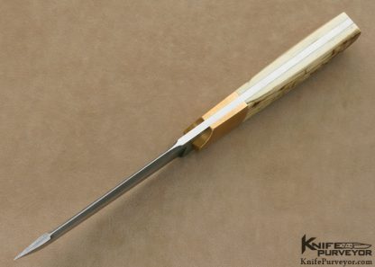 Uli Hennicke' Custom Knife "Tantulum" Bob Lum Tribute Tanto with Mammoth Ivory Bronze & Damascus - Image 4