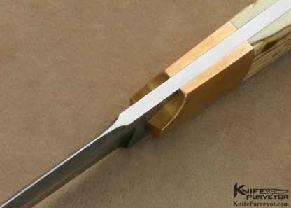 Uli Hennicke' Custom Knife "Tantulum" Bob Lum Tribute Tanto with Mammoth Ivory Bronze & Damascus - Image 5