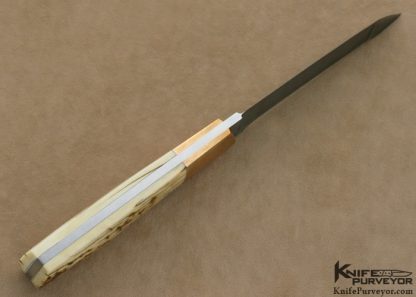 Uli Hennicke' Custom Knife "Tantulum" Bob Lum Tribute Tanto with Mammoth Ivory Bronze & Damascus - Image 6