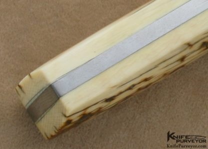 Uli Hennicke' Custom Knife "Tantulum" Bob Lum Tribute Tanto with Mammoth Ivory Bronze & Damascus - Image 7