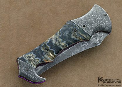 Rainy Vallotton Custom Knives Mammoth Tooth & Damascus Double Action Automatic Linerlock - Image 3