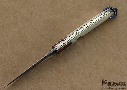 Rainy Vallotton Custom Knives Mother of Pearl Shell & Damascus Double Action Automatic Linerlock - Image 5