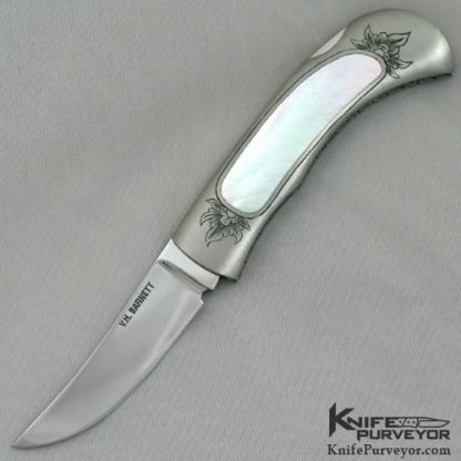 Van Barnett Custom Knife Engraved Mother of Pearl Interframe Lockback