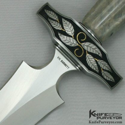 Van Barnett Custom Knife Fluted Soap Stone Engraved Dagger - Image 2