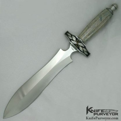 Van Barnett Custom Knife Fluted Soap Stone Engraved Dagger