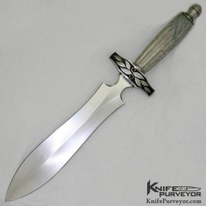 Van Barnett Custom Knife Fluted Soap Stone Engraved Dagger - Image 4