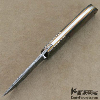 Andre van Heerden Custom Knife Damascus & Blacklip Pearl Linerlock - Image 4