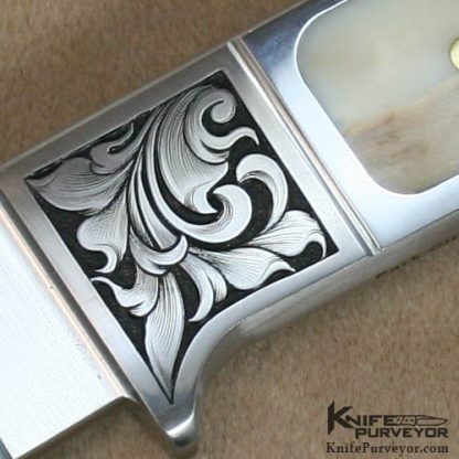 Ricardo Velarde Custom Knives Julie Warenski Engraved Fossilized Walrus Ivory Interframe Integral Hunter - Image 2