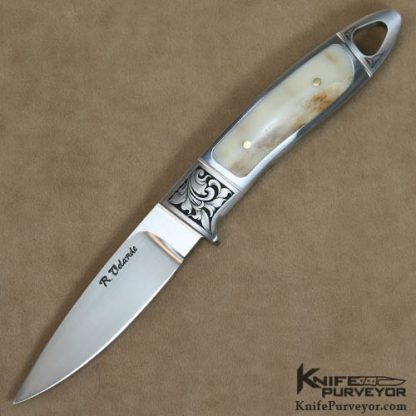 Ricardo Velarde Custom Knives Julie Warenski Engraved Fossilized Walrus Ivory Interframe Integral Hunter