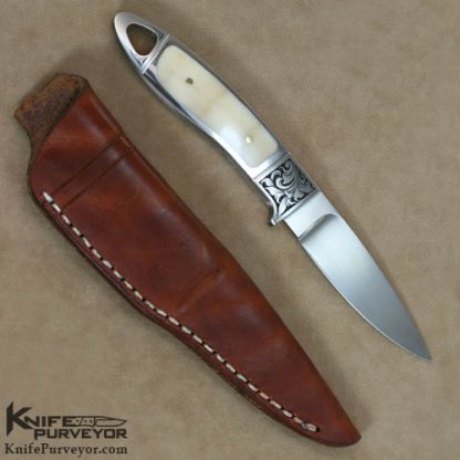 Ricardo Velarde Custom Knives Julie Warenski Engraved Fossilized Walrus Ivory Interframe Integral Hunter - Image 6