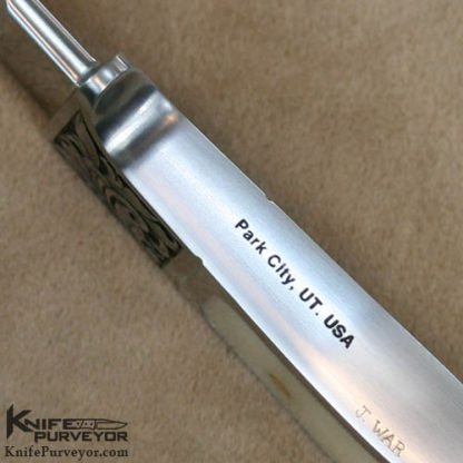 Ricardo Velarde Custom Knives Julie Warenski Engraved Fossilized Walrus Ivory Interframe Integral Hunter - Image 4