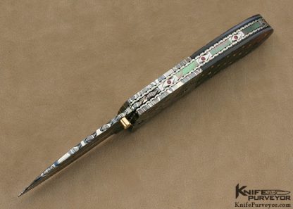 Vernie Reed Custom Knife Pique Blacklip Pearl & Robert Eggerling Damascus Linerlock - Image 5