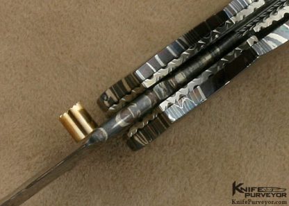 Vernie Reed Custom Knife Piqued Mother of Pearl Shell & Damascus Linerlock Dagger - Image 9