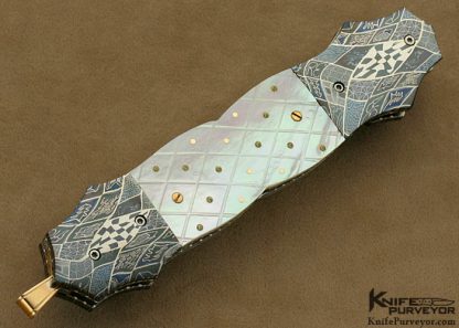 Vernie Reed Custom Knife Piqued Mother of Pearl Shell & Damascus Linerlock Dagger - Image 4
