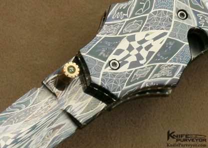 Vernie Reed Custom Knife Piqued Mother of Pearl Shell & Damascus Linerlock Dagger - Image 2