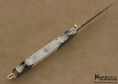 Vernie Reed Custom Knife Piqued Mother of Pearl Shell & Damascus Linerlock Dagger - Image 5