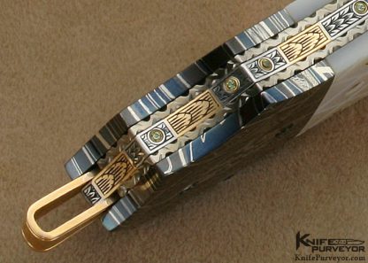 Vernie Reed Custom Knife Piqued Mother of Pearl Shell & Damascus Linerlock Dagger - Image 7